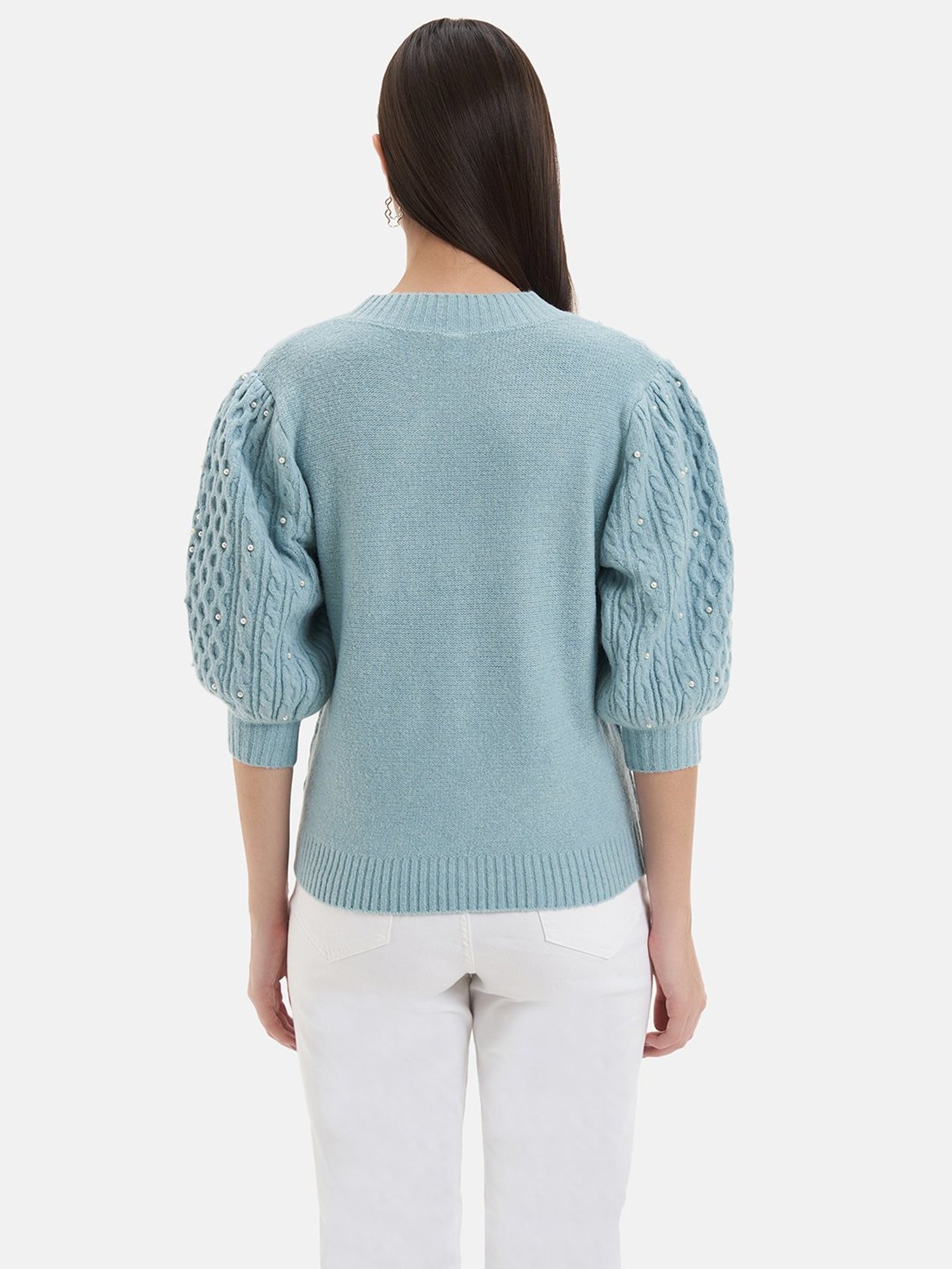 Kazo Light Blue Embellished Pullover