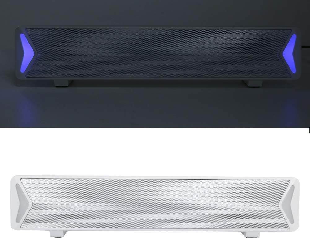 T osuny Home Desktop Small Speaker,Multimedia Active USB Bar Loudspeaker Box with Powerful Vocalize Unit,Strengthen Full Frequency Bass Speaker(White)