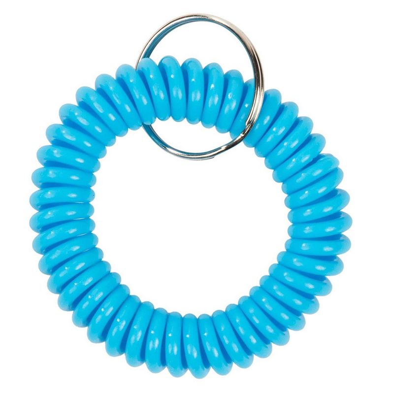 Coil Wristband Keychain - 50-Pack Spring Coil Keychain Bracelet, Flexible Spiral Coil Stretchable Wristband with Key Ring