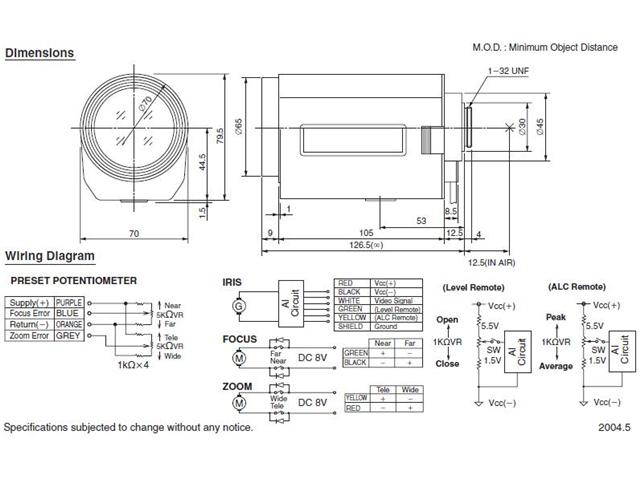 Computar Ganz High Quality CCTV Camera Lens T21Z5816AMSP 1/3" 5.8-121mm f1.8 21X Motorized Zoom, Video Auto Iris w/spot & preset (CS Mount)