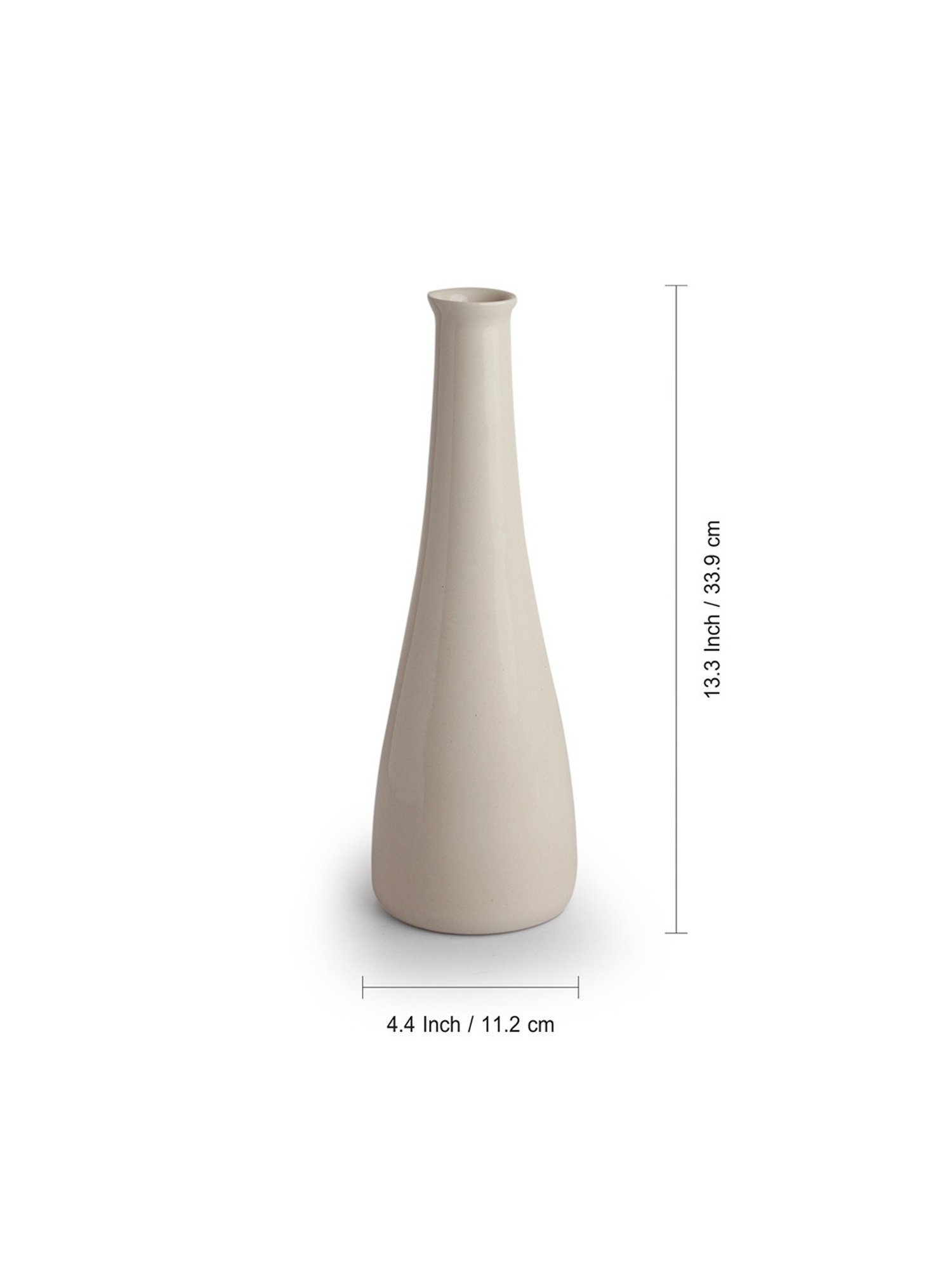 ExclusiveLane Minimalistic Elevated White Ceramic Decorative Vase