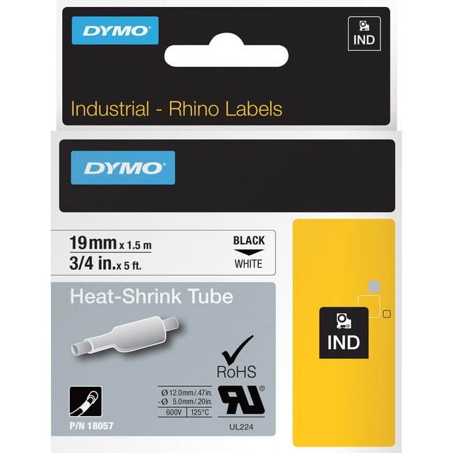 Dymo LABEL, DYMO RHINO, WHITE 3/4" x 5'