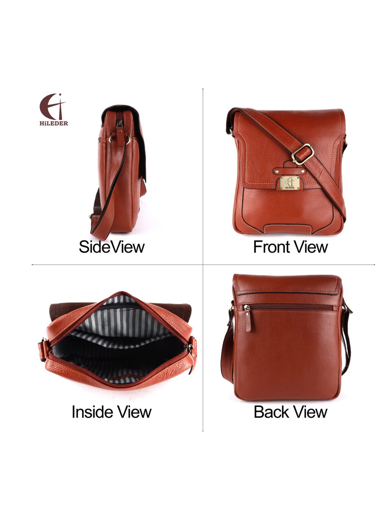 HiLEDER Tan Solid Medium Cross Body Bag