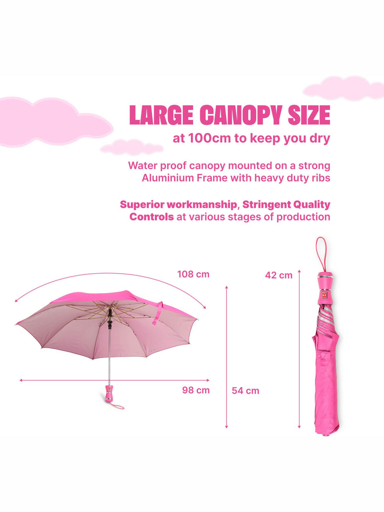 Citizen Pink Solid Free Size Umbrella