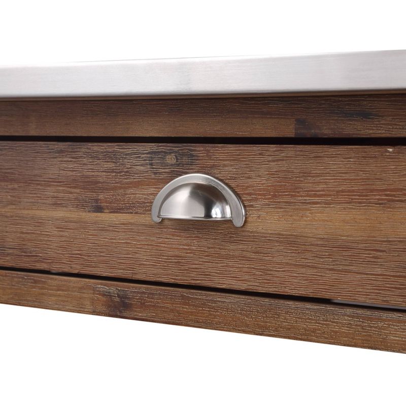 Origami Wood Top Steel Kitchen Organizer 3 Mesh Basket Sliding Drawer (2 Pack)