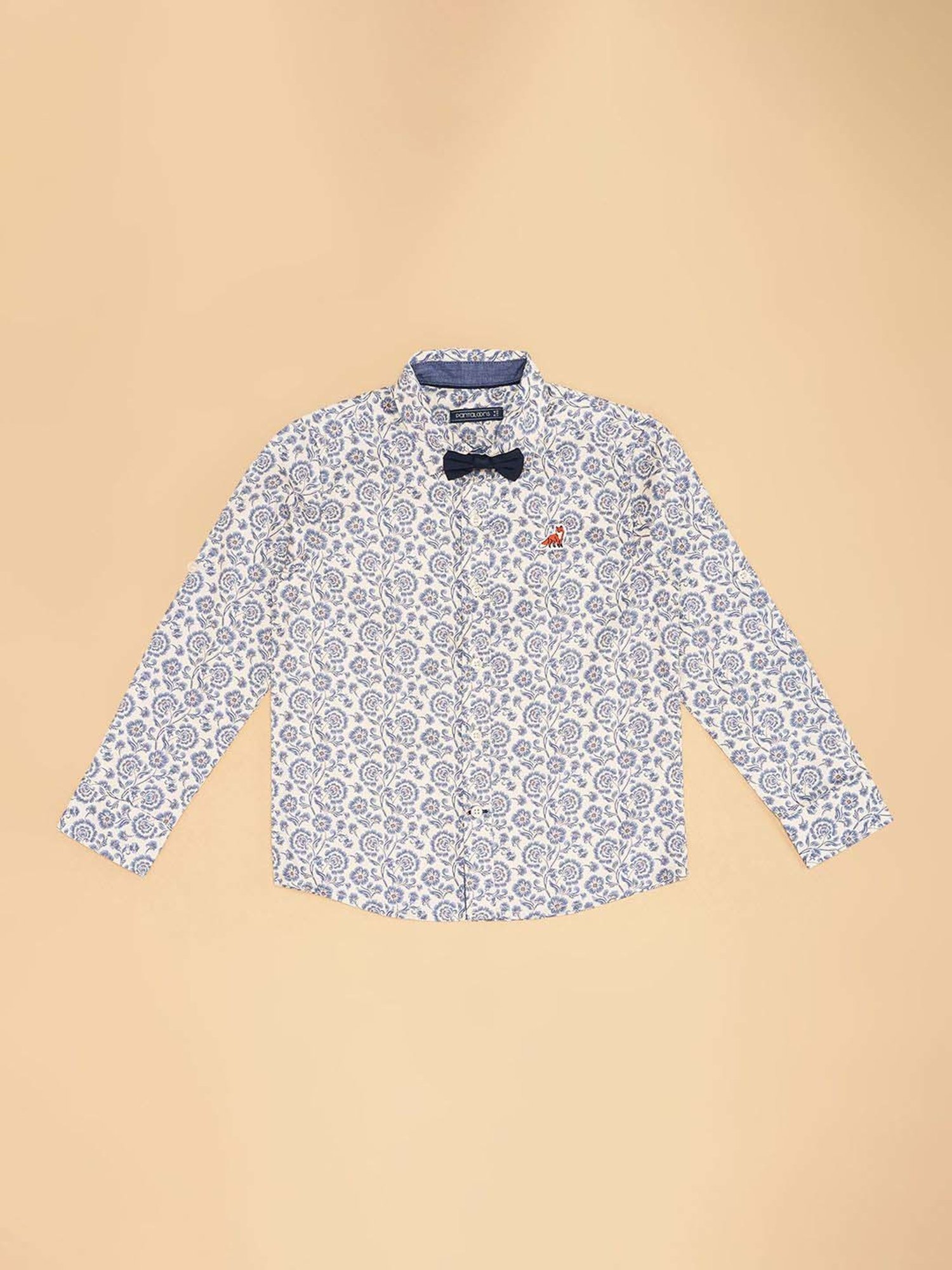 Pantaloons Baby Kids Blue Indigo Cotton Printed Full Sleeves Shirt