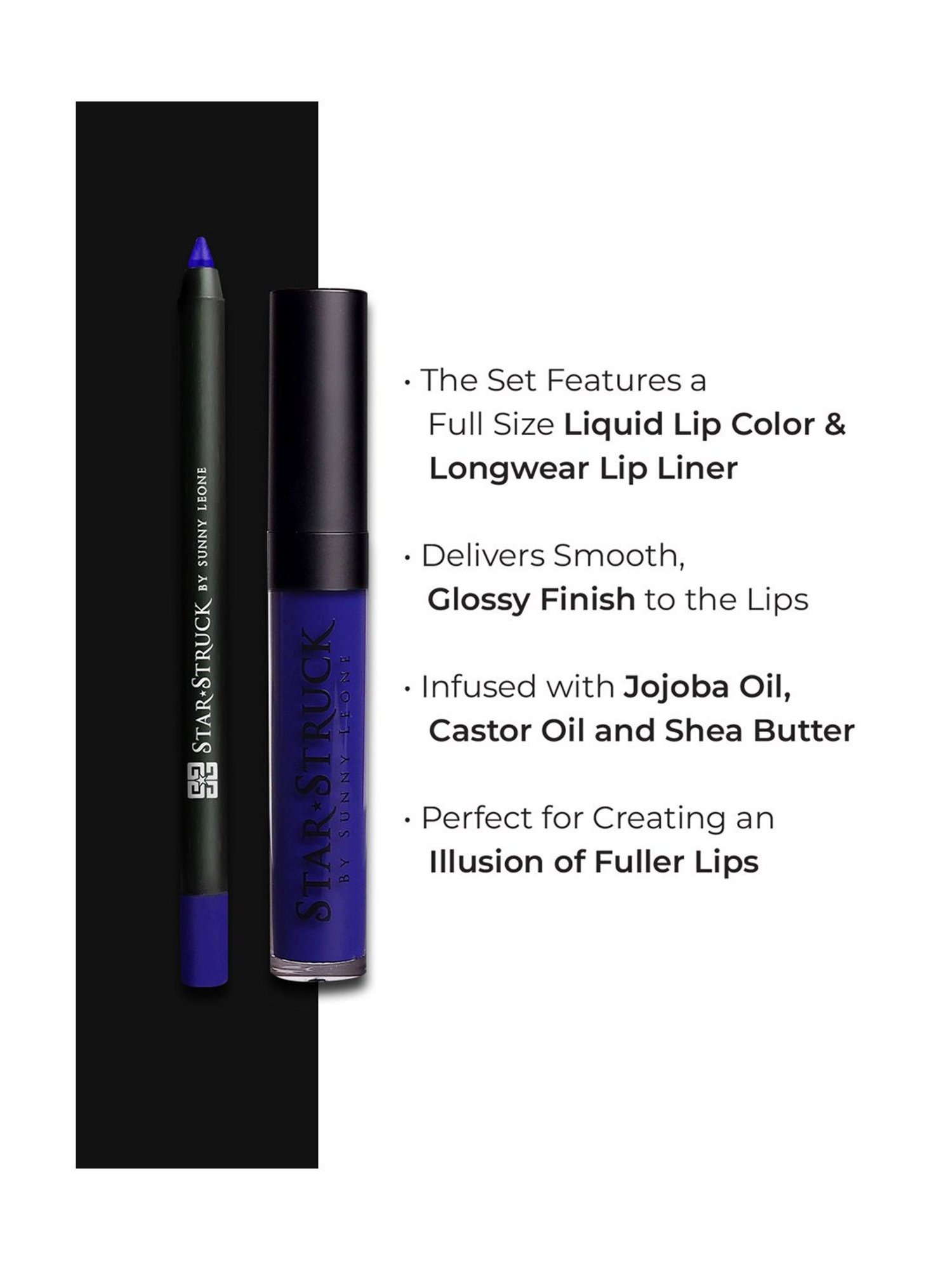 StarStruck By Sunny Leone Lip Gloss+Liner Lip Kit Wine - Pack of 2