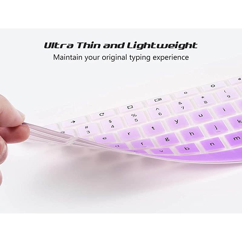 Samsung Chromebook Keyboard Cover 11.6, Silicone Keyboard Skin Samsung Chromebook 3 4 2 11.6 Inch, Samsung Chromebook 4 15.6 Inch, Samsung Chromebook Plus V2 12.2 Inch(Purple+Clear)