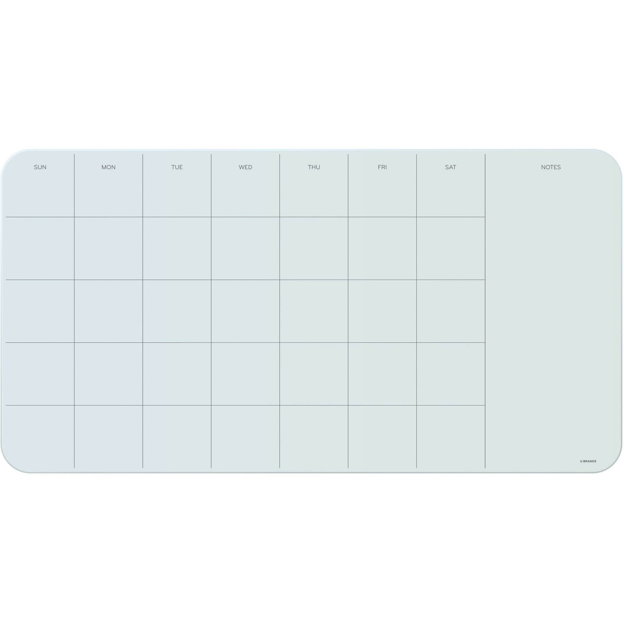 U Brands 2341U0001 Magnetic Glass Dry-erase Monthly Board