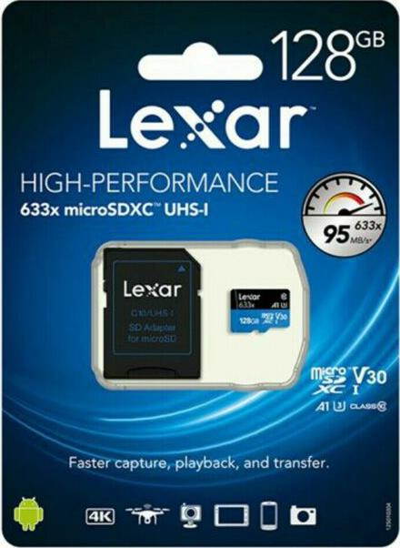 Lexar High Performance 128GB MicroSD XC Memory Card 633x UHS-I Class 10 for Asus Zenfone 6 Live Max Plus M2 Shot Pro with Mini MemoryMarket MicroSD Memory Card reader