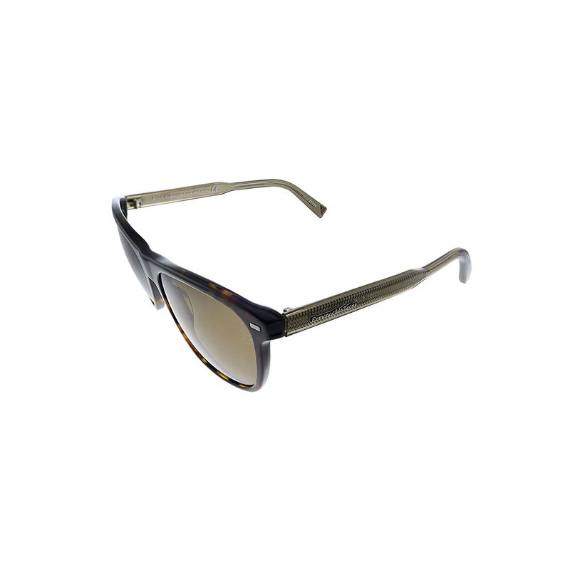 Ermenegildo Zegna  52M Unisex Rectangle Polarized Sunglasses Dark Havana 57mm