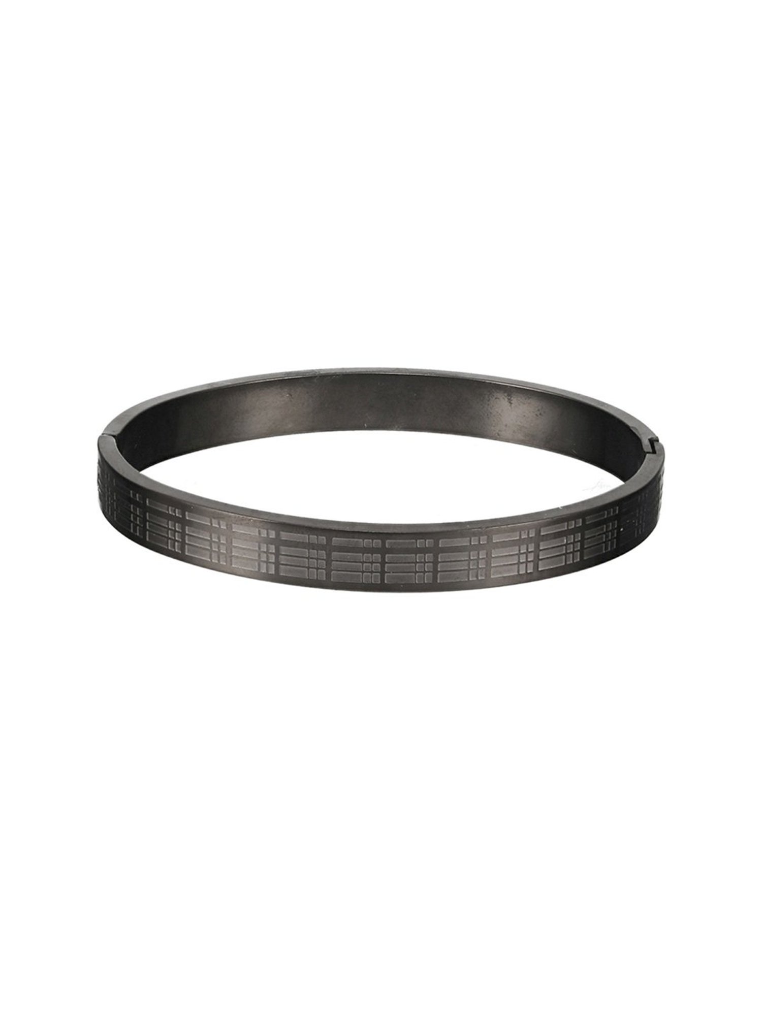 Aatmana Men Black Stainless Steel Kada Bracelet