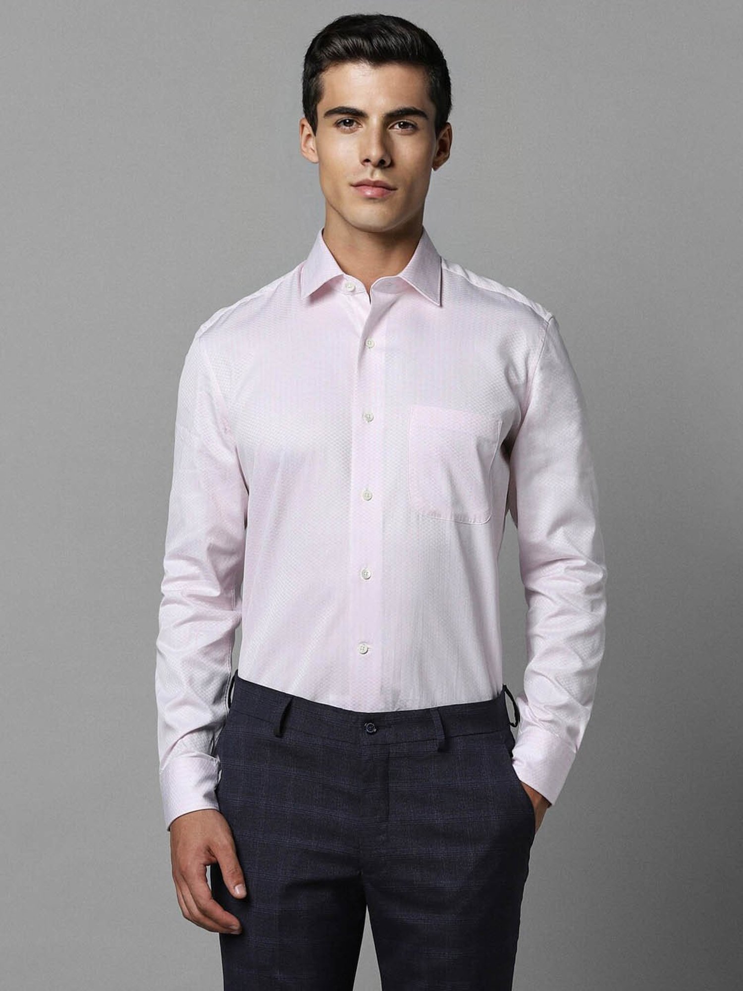 Luxure By Louis Philippe Pink Cotton Slim Fit Texture Shirt