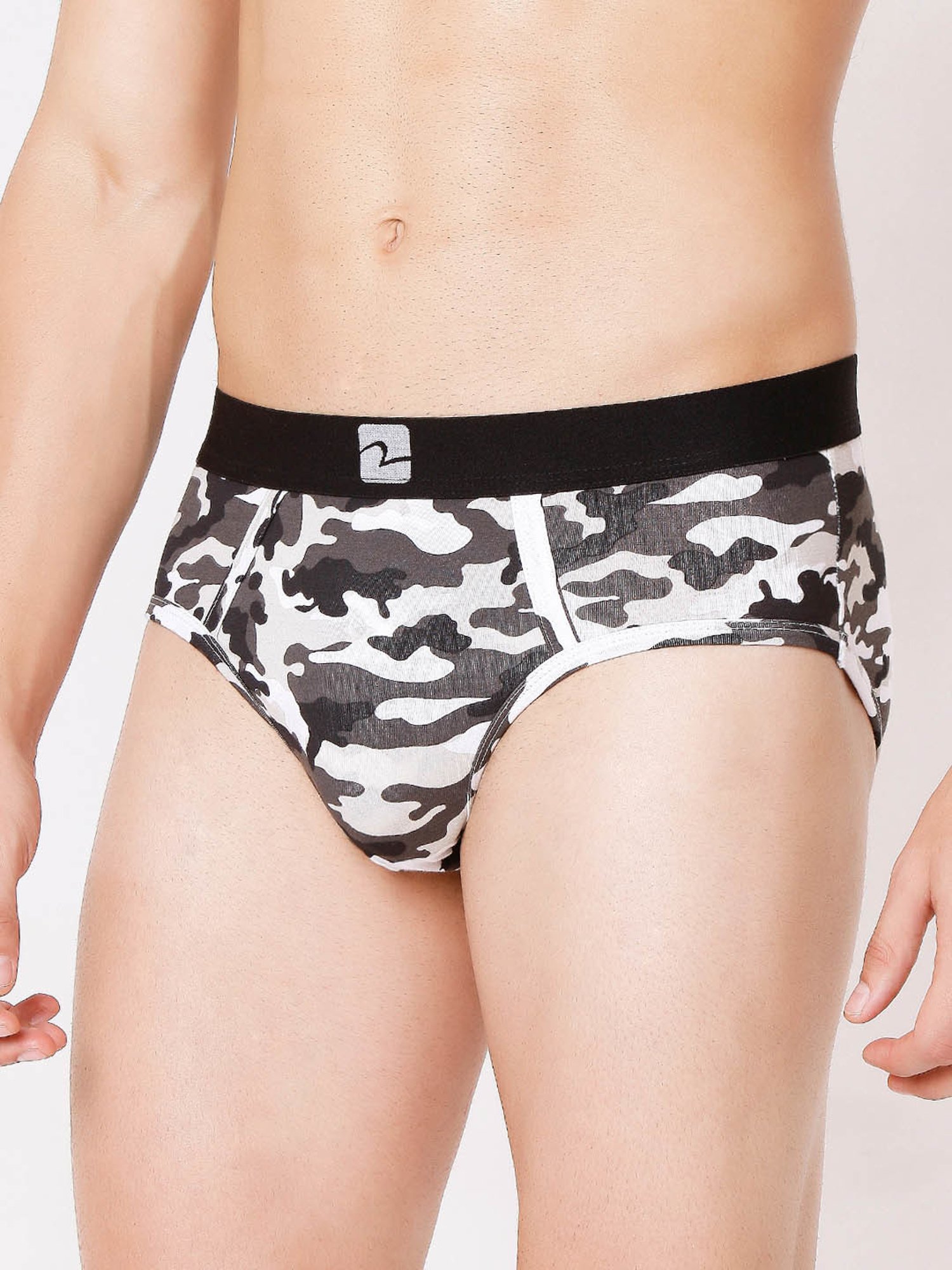 Underjeans By Spykar Multi Regular Fit Camouflage Briefs - Pak of 2