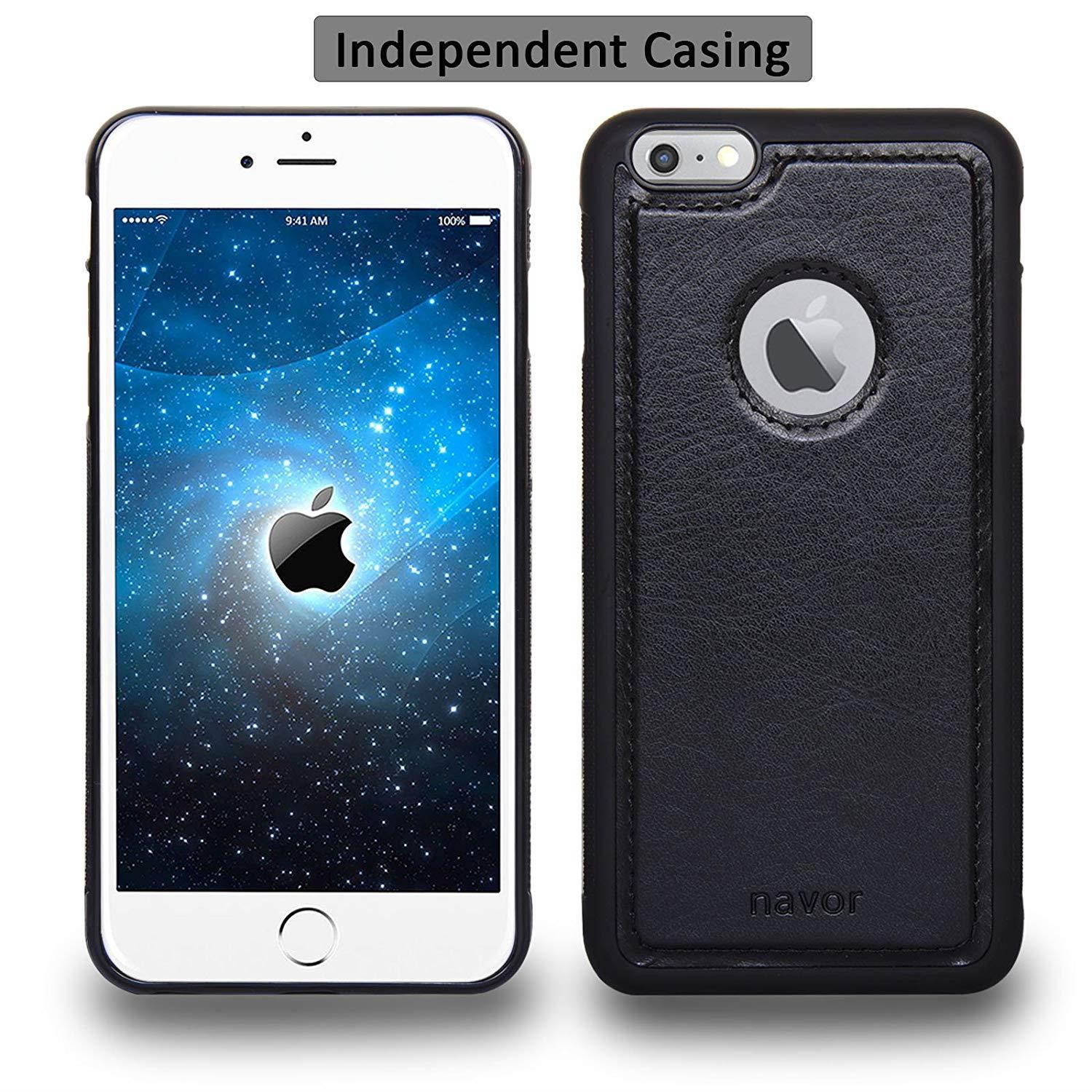 Navor Detachable Magnetic Wallet Case & Universal Car Mount Compatible for iPhone 6 Plus/ 6s Plus [RFID Theft Protection] JOOT-1L Series - Black