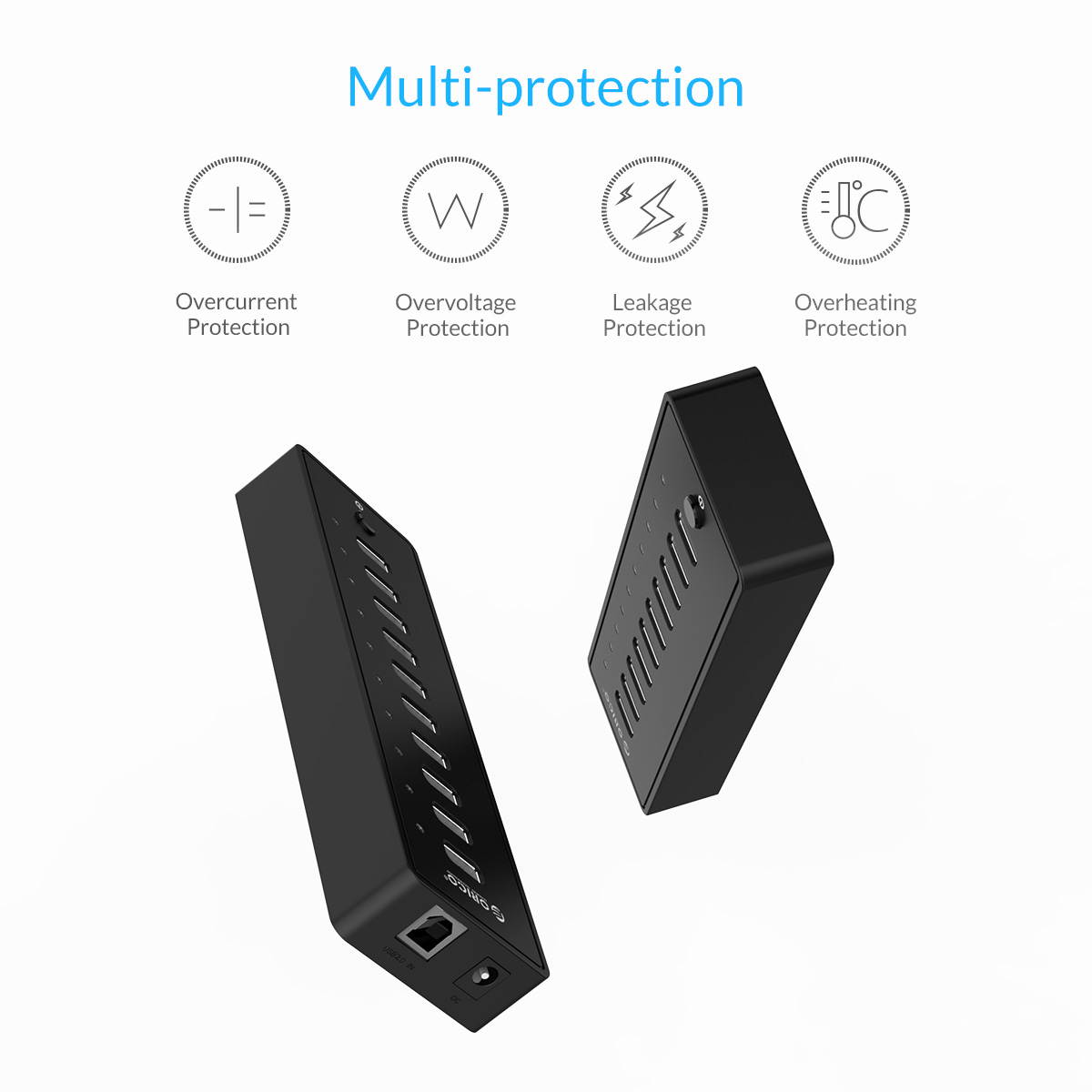 USB 3.0 Hub, Portable SuperSpeed 4 Port USB 3.0 Hub with Built-in Cable , USB Extension Multi-function USB Dock Hot Swapping Support for  Mac, PC, USB Flash Drives and Other Devices