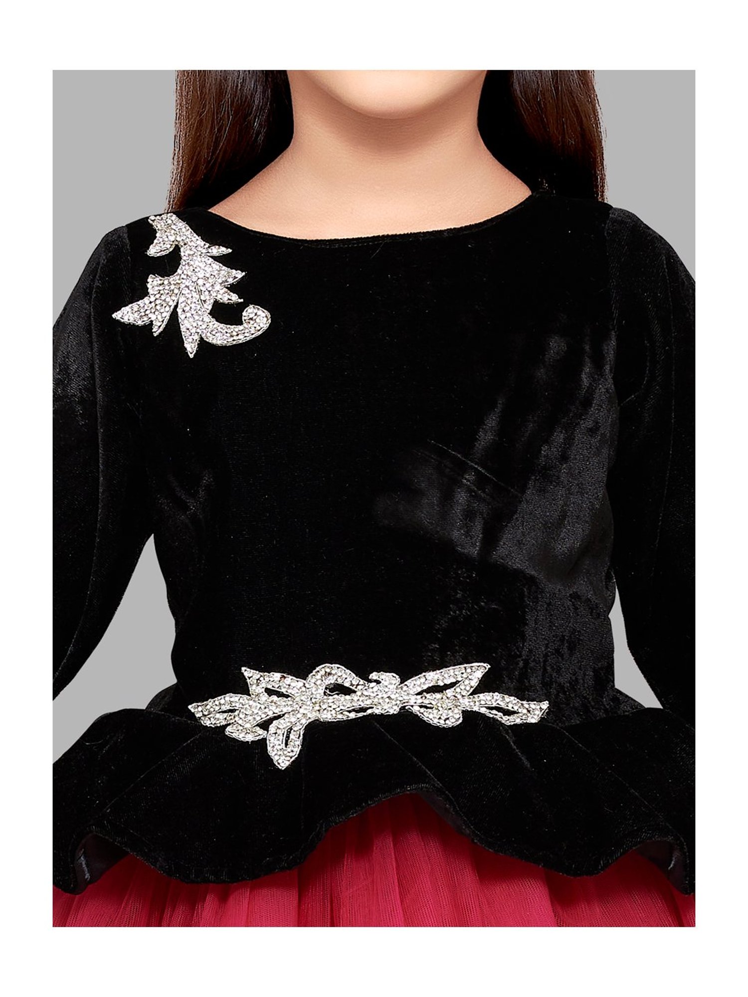 Many Frocks Kids Red Solid Dress