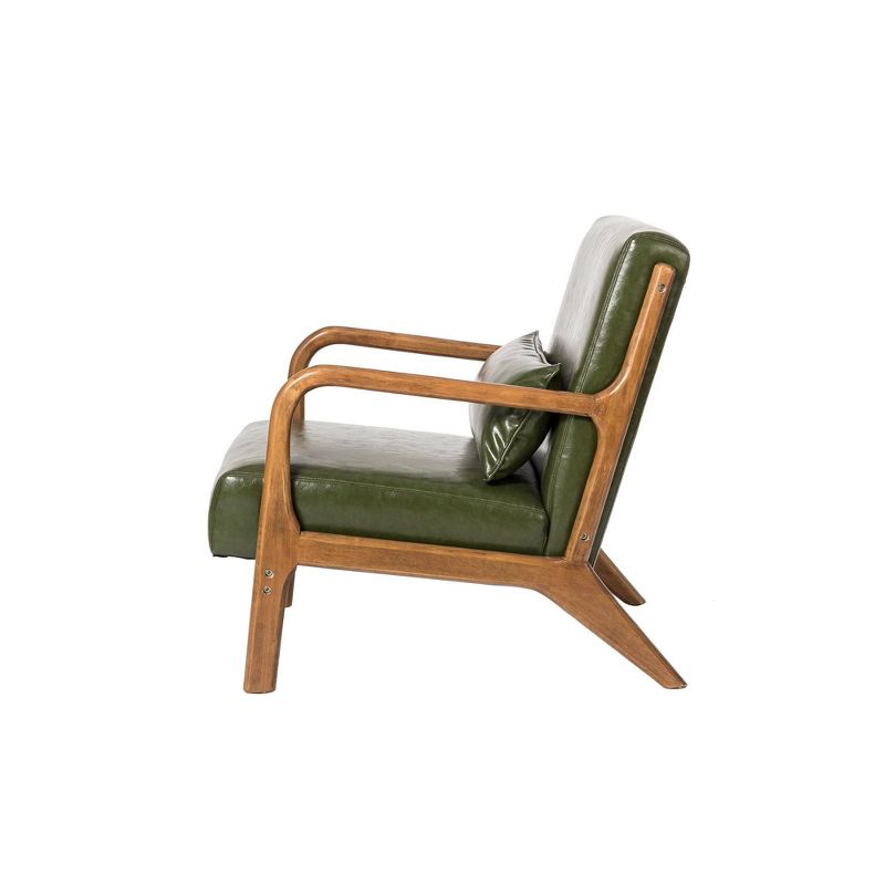 Accent Armchair with Walnut Ruberwood Frame Green - Glitzhome