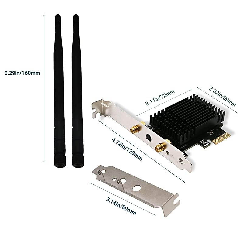 PCIE Wireless AC Dual Band 1200Mbps WiFi Adapter with BeamformeeMUMIMO and Heatsink Technology for Windows Server7881103264bit Desktop PCs Gaming 4K Video Streaming FSAC87
