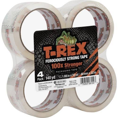 T-REX Packaging Tape 1.88" x 35 yds Crystal Clear 4/Pack 285045