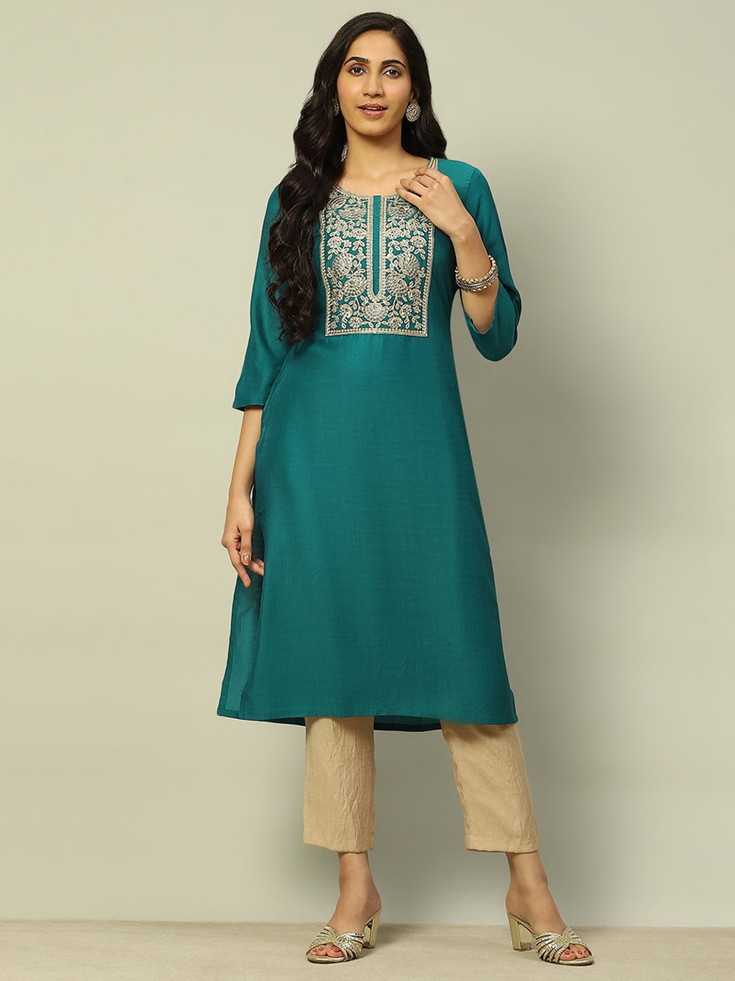 Castle Black Embroidered Palazzos