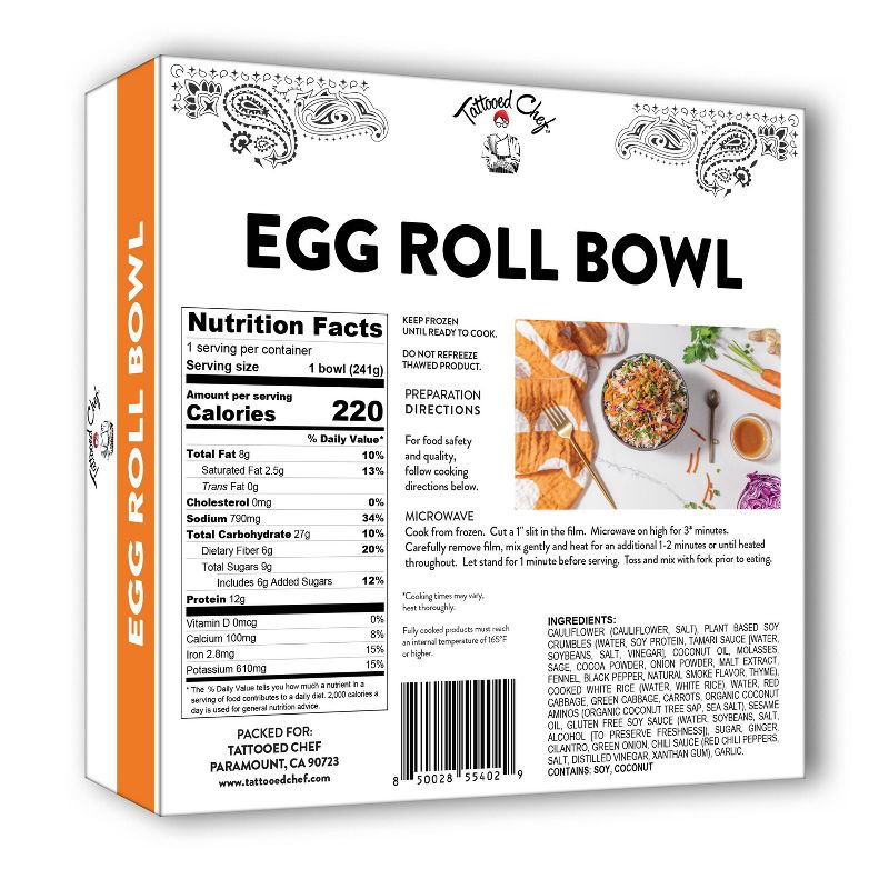 Tattooed Chef Frozen Egg Roll Bowl - 8.5oz