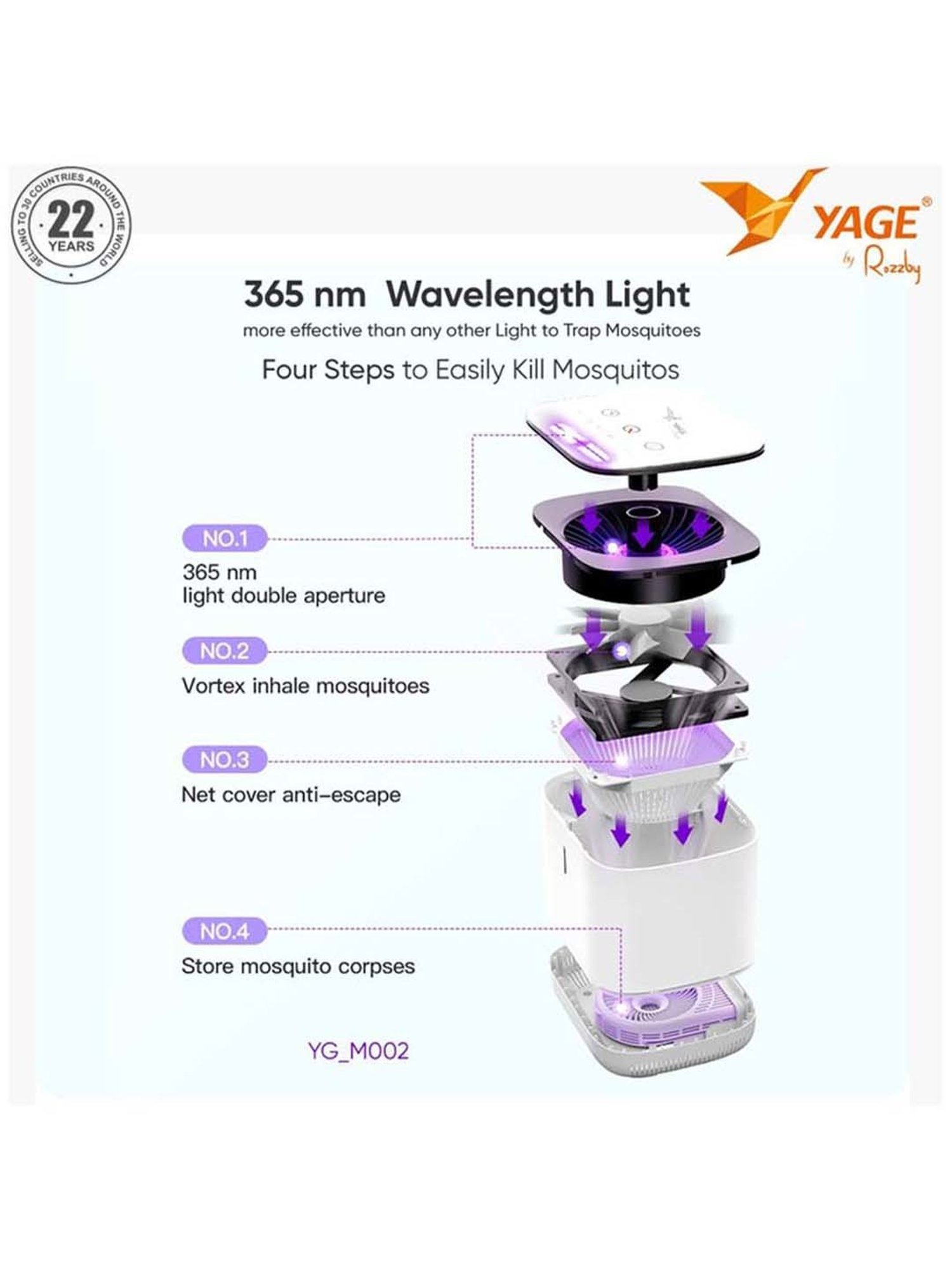 Yage YG-M002 Electric Insect Killer Suction Trap For Indoor and Outdoor (White)