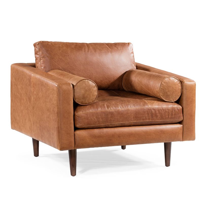 Florence Mid Century Modern Lounge Chair Cognac Tan - Poly & Bark