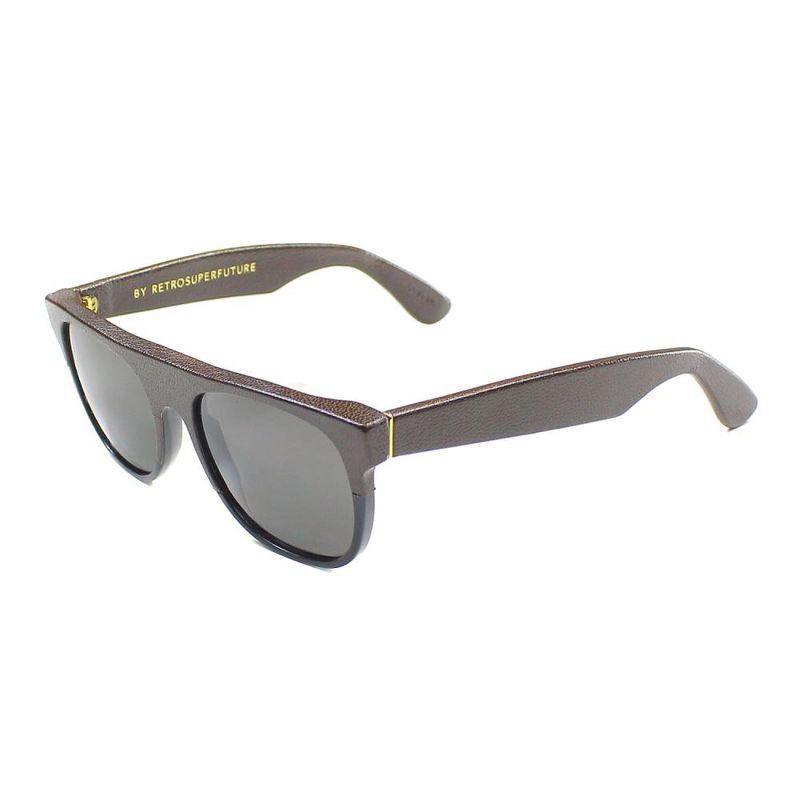 RetrosuperFuture Flat Top  776 Unisex Square Sunglasses Brown Leather 55mm