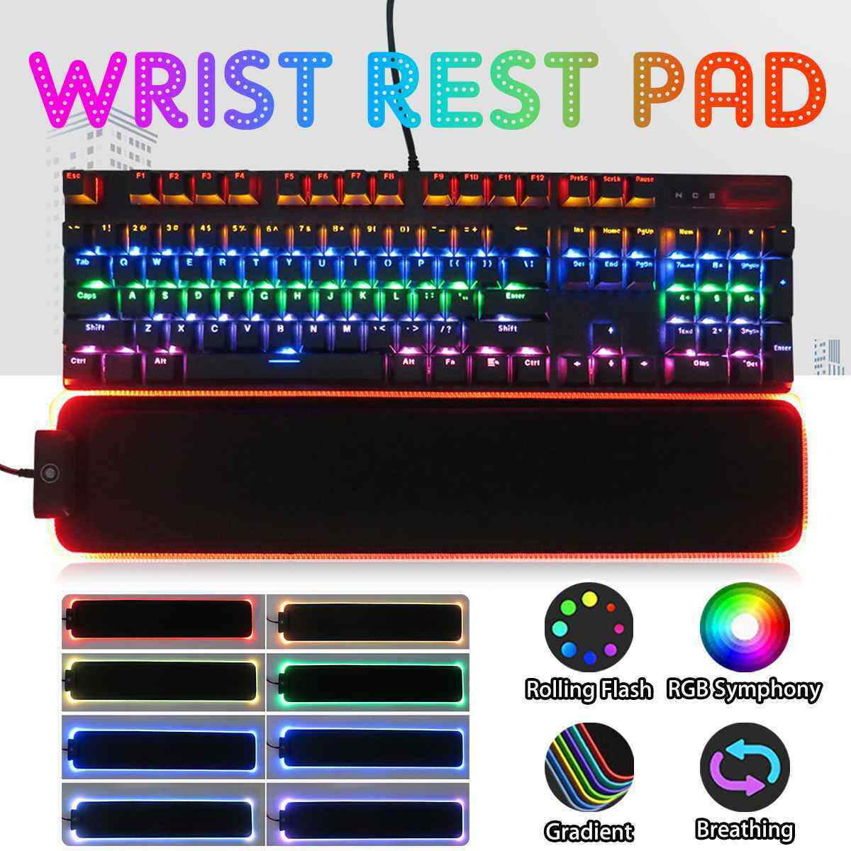 Gaming RGB Keyboard Pad Wrist Rest Pad Gamer LED Lighting Antislip Mouse Cushion Mat