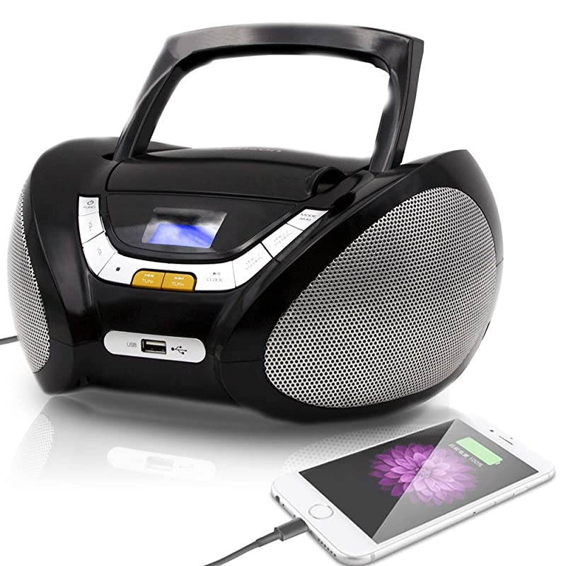 LLB597 Boombox with Cd Player Mp3 | Portable Radio CDPlayer Stereo with USB | Cd Player for Kids | LED Light Function | Headphone Jack 35mm Blue