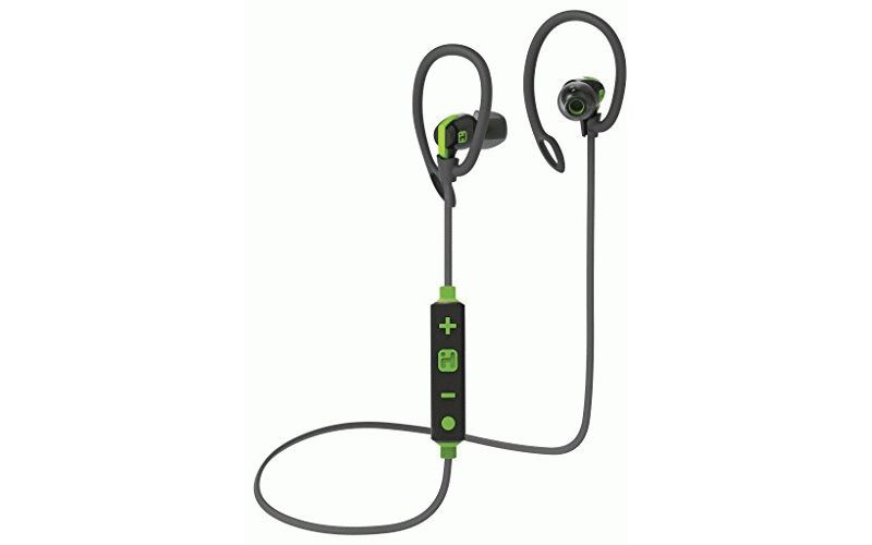 iHome iB79 Earset - Wireless - Bluetooth - 30 ft - Earbud - Echo Cancelling Microphone - Gray, Green