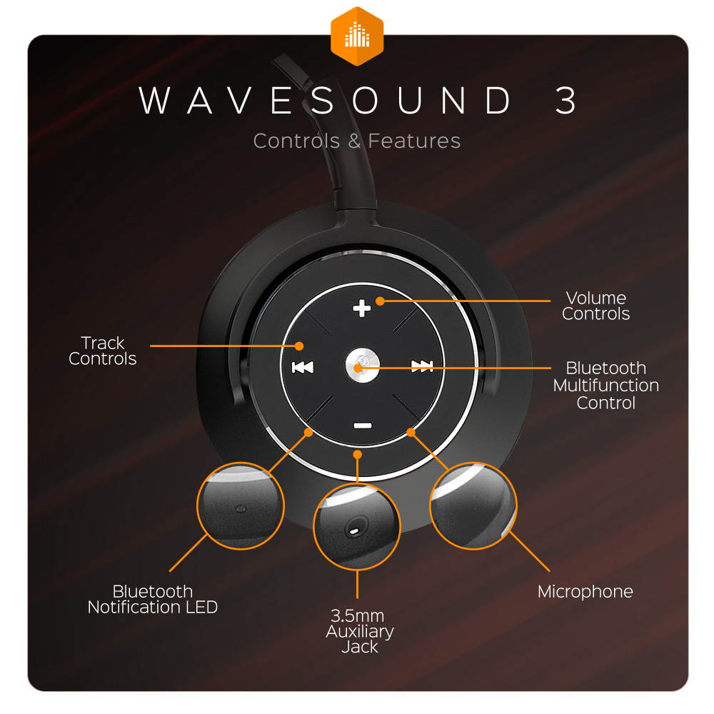 Paww WaveSound 3 Bluetooth Headphones &ndash; Active Noise Cancelling Headphones with Airplane Adapter, Charging Cable & Carrying Case &ndash; Foldable Travel Headphones/Over-Ear Headphones