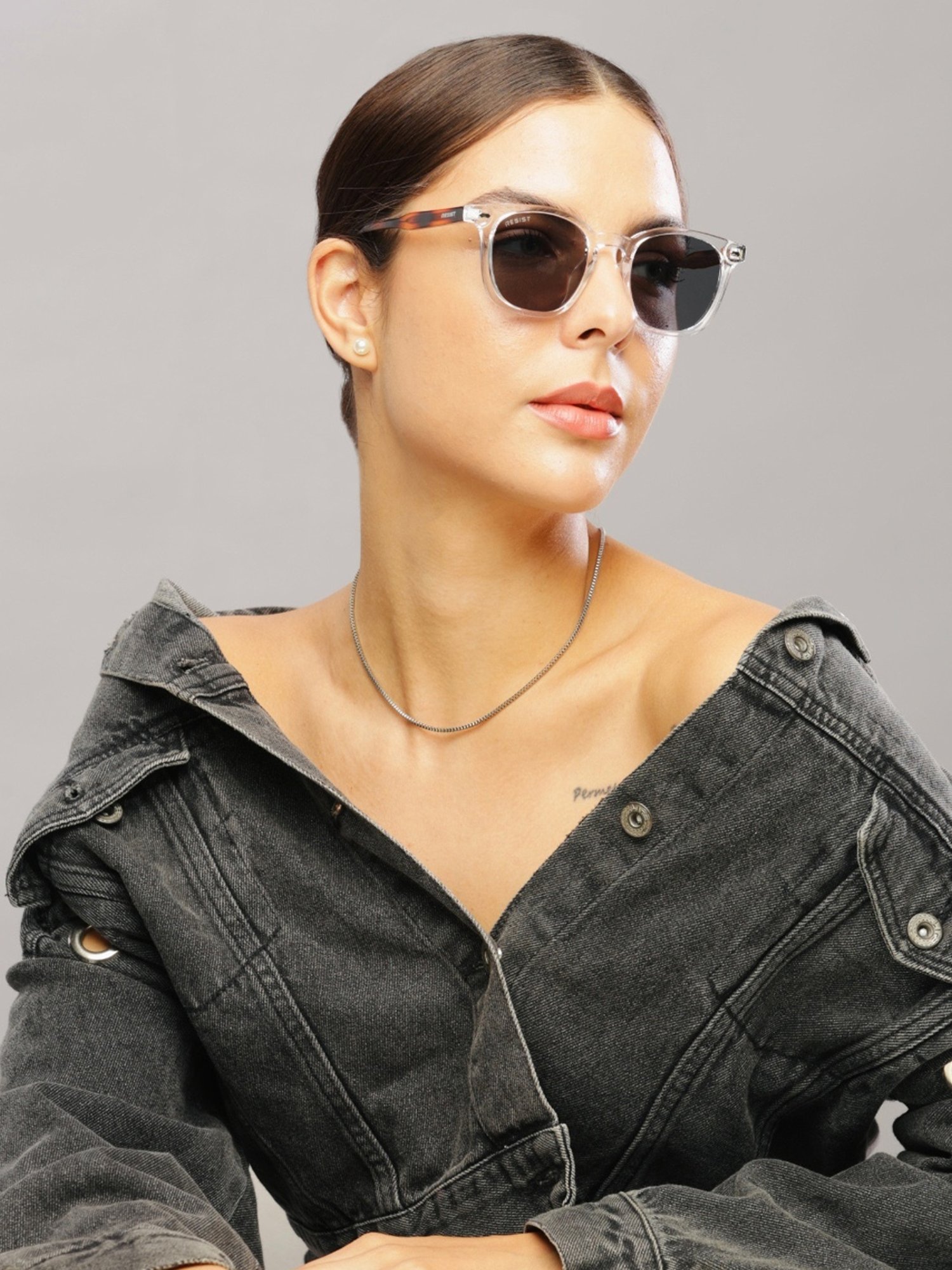 Resist Eyewear Black Wayfarer uv protected Unisex Sunglasses