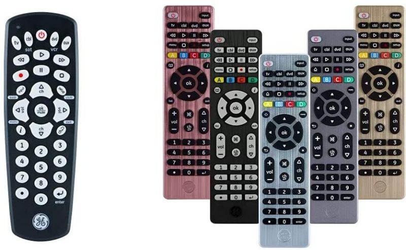 GE Universal Remote Control, Black, 34708 & Universal Remote Control for Samsung, Vizio, LG, Sony, Sharp, Roku, Apple TV, TCL, Panasonic, Smart TVs, Streaming Players, Blu-ray, DVD, Silver, 33709