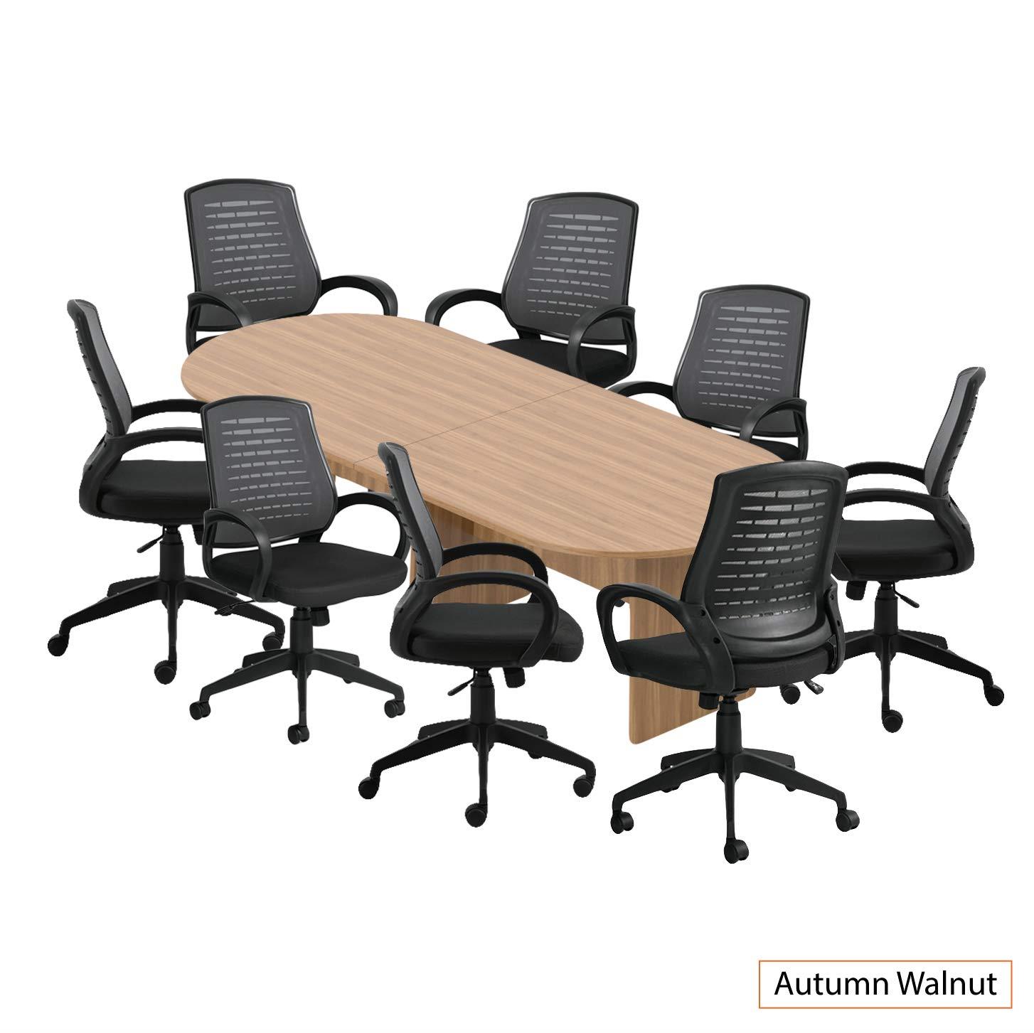 GOF 10FT Conference Table (Walnut) Set with Multifunctional Ergonomic Conference Task Chair (8XG10902B)