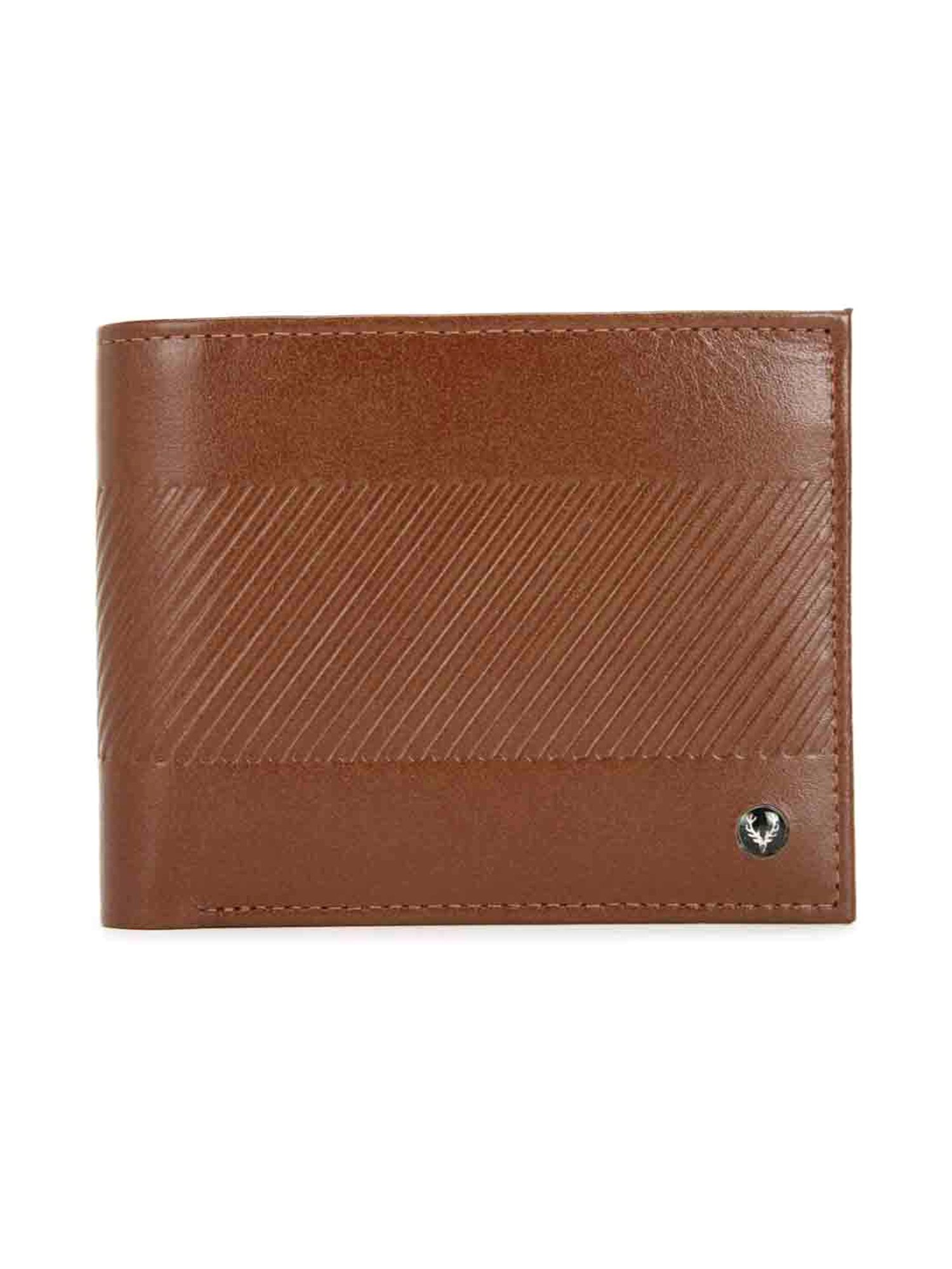 Allen Solly Brown Textured Leather Bi-Fold Wallet for Men
