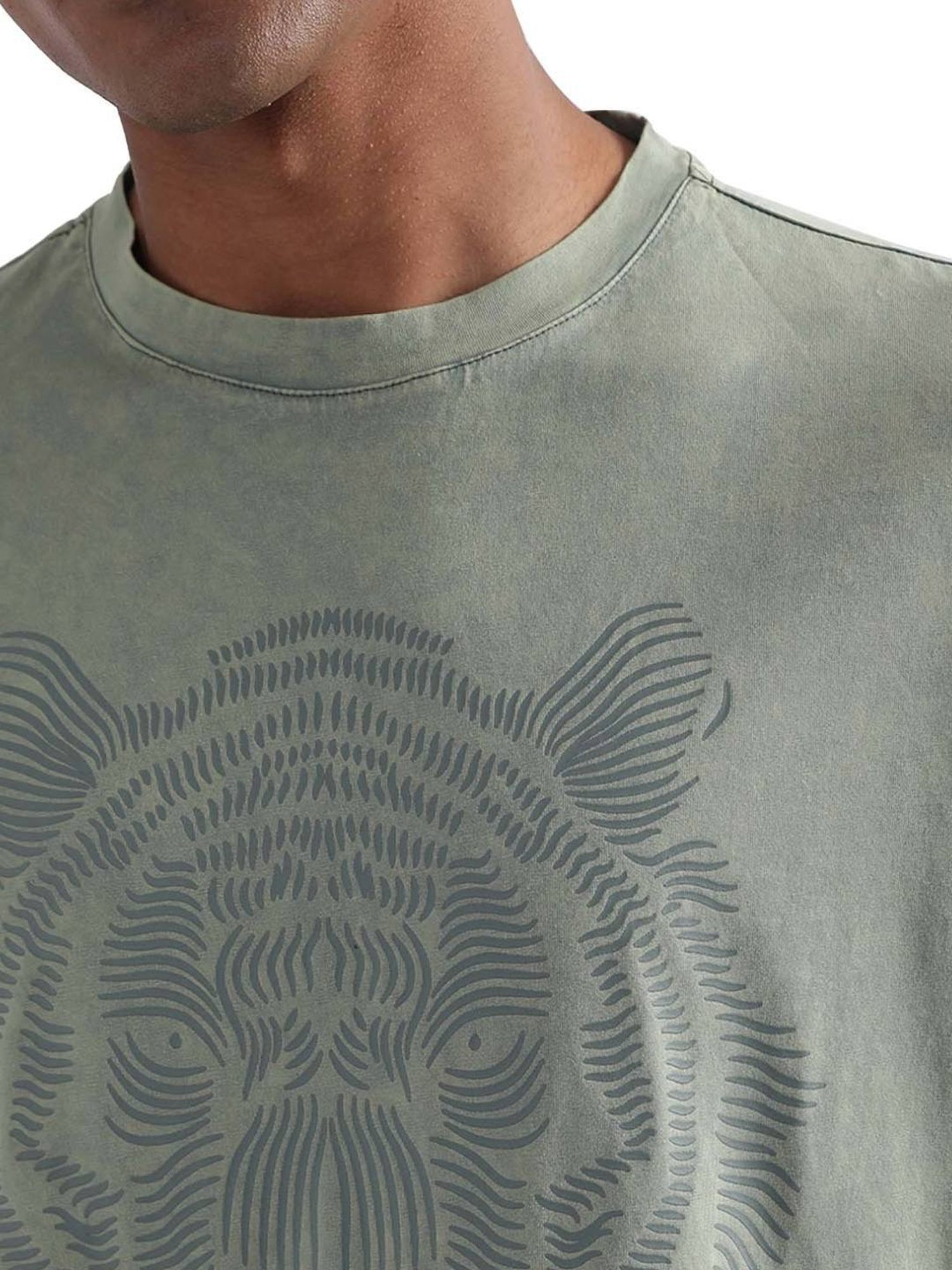 Antony Morato Olive Cotton Regular Fit Printed T-Shirt