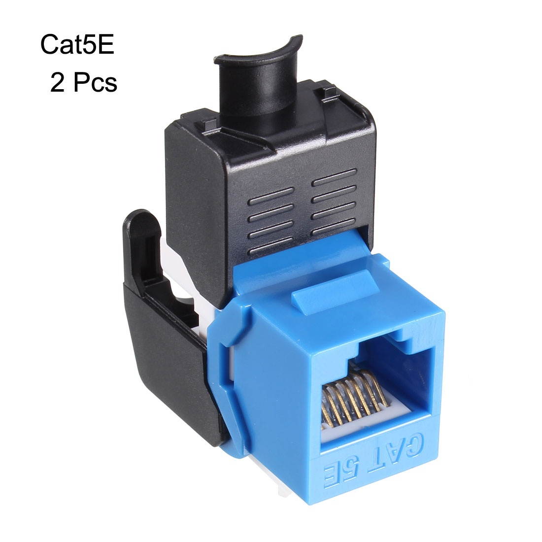 Cat5E Keystone Jack RJ45 Module - Cat5E Network Coupler Punch Adapter Compatible Cat5E Connector - 2pcs Blue