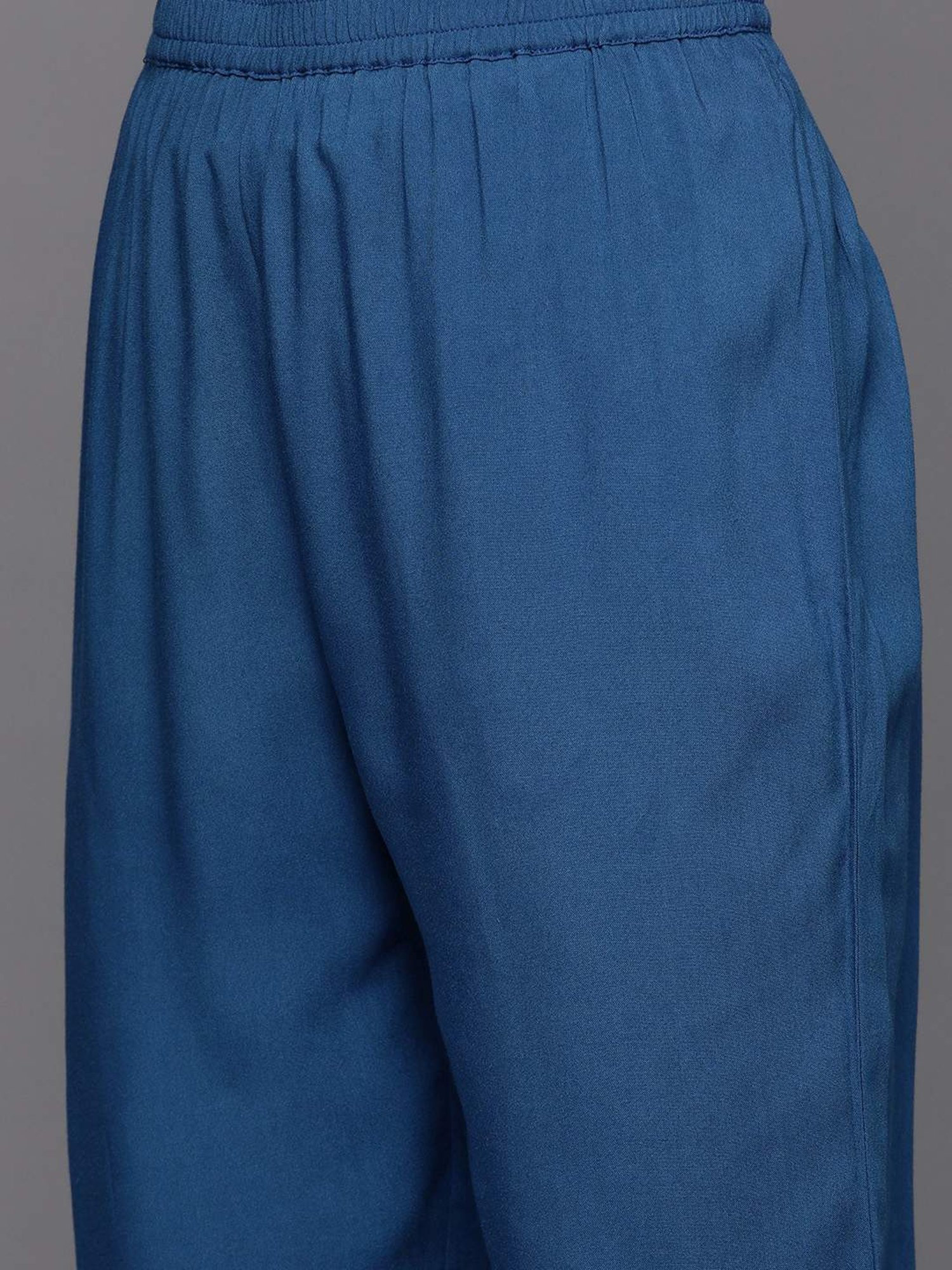 Varanga Blue Cotton Printed Kurta Pant Set With Dupatta