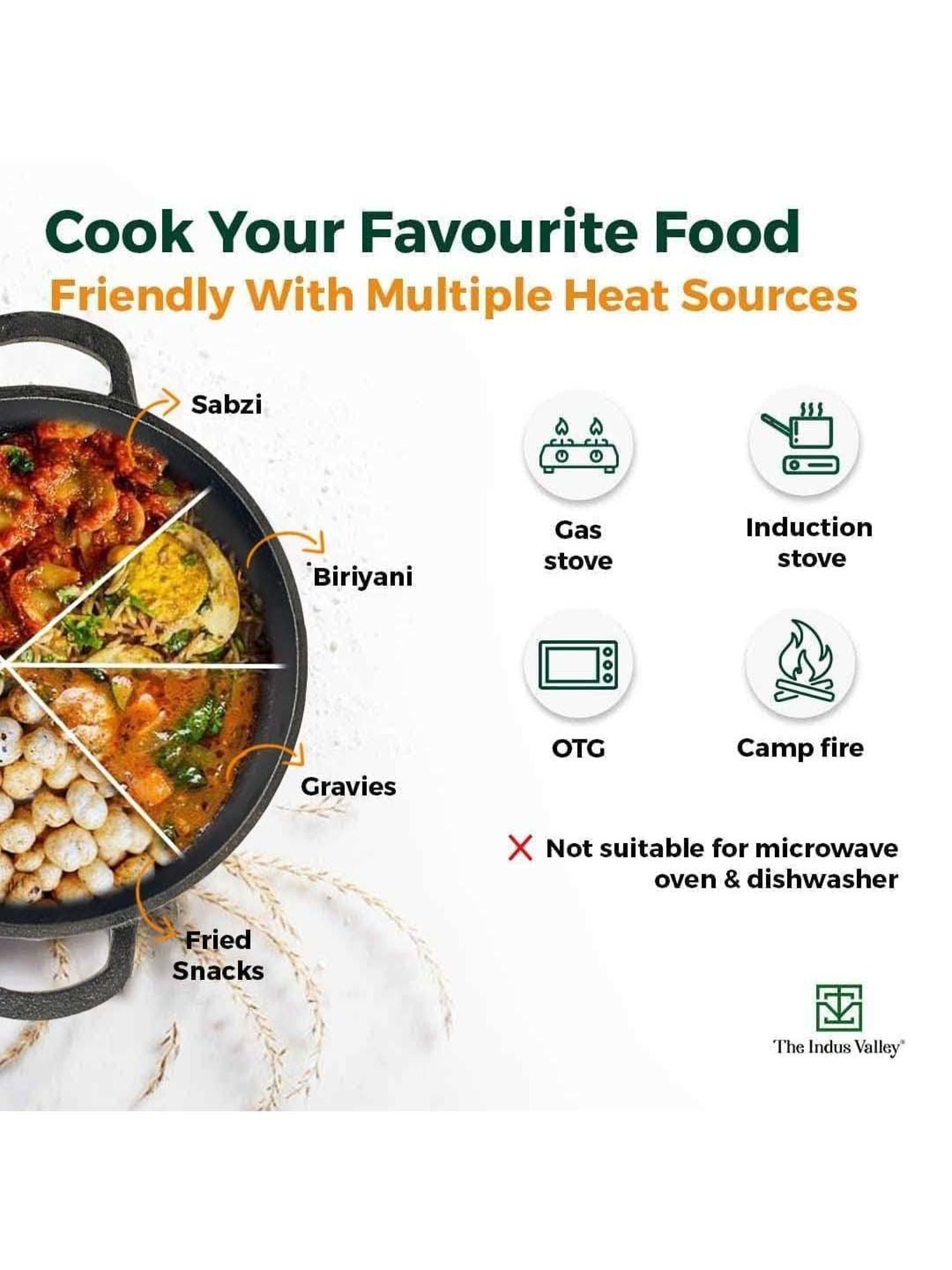 The Indus Valley Black Cast Iron Deep Frying Kadhai (2 L)