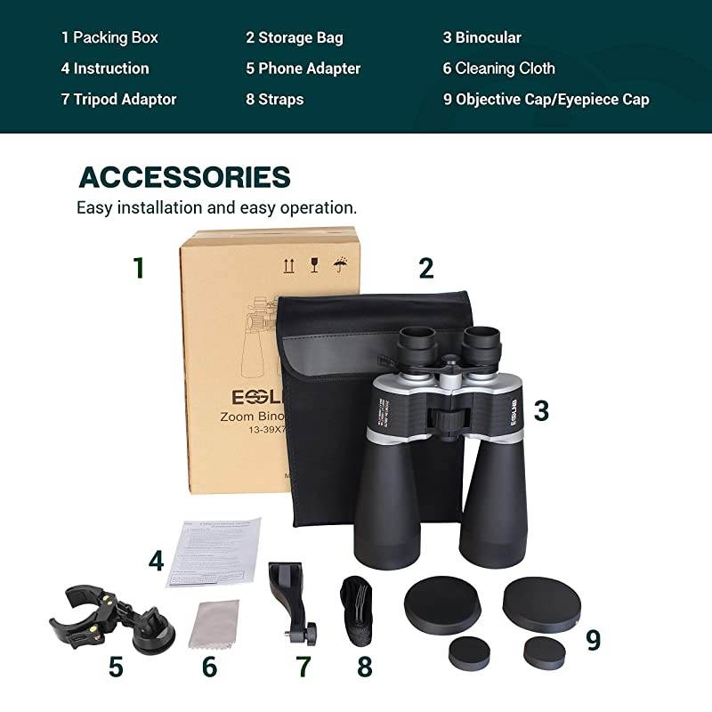 Astronomy Binoculars 13-39X70 Zoom Giant Binoculars with Tripod Adapter Phone Adapter and Case Binoculars for Bird Watching Hunting and Stargazing