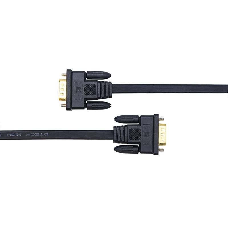 6ft Thin Computer Monitor VGA Cable Standard 15 Pin Connector Male to Male SVGA Cord Flat Wire for Desktop 6 Feet Black