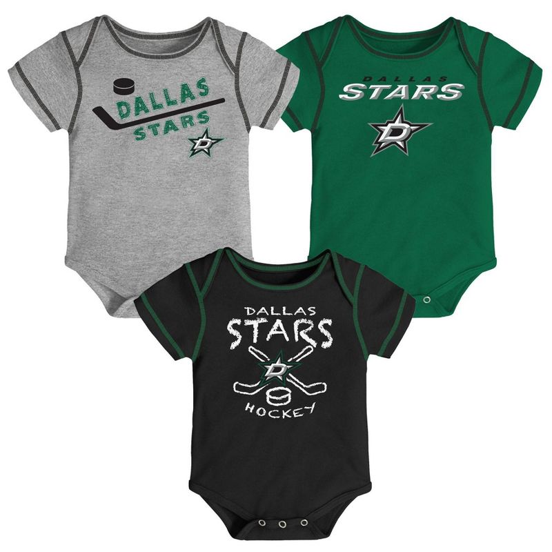 NHL Dallas Stars Baby Boys' Game Winner Bodysuit Set 3pk - 3-6M