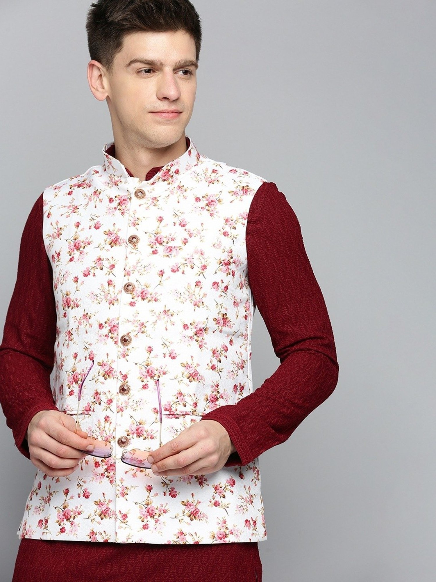 Fabindia Multicolor Regular Fit Printed Cotton Nehru Jacket