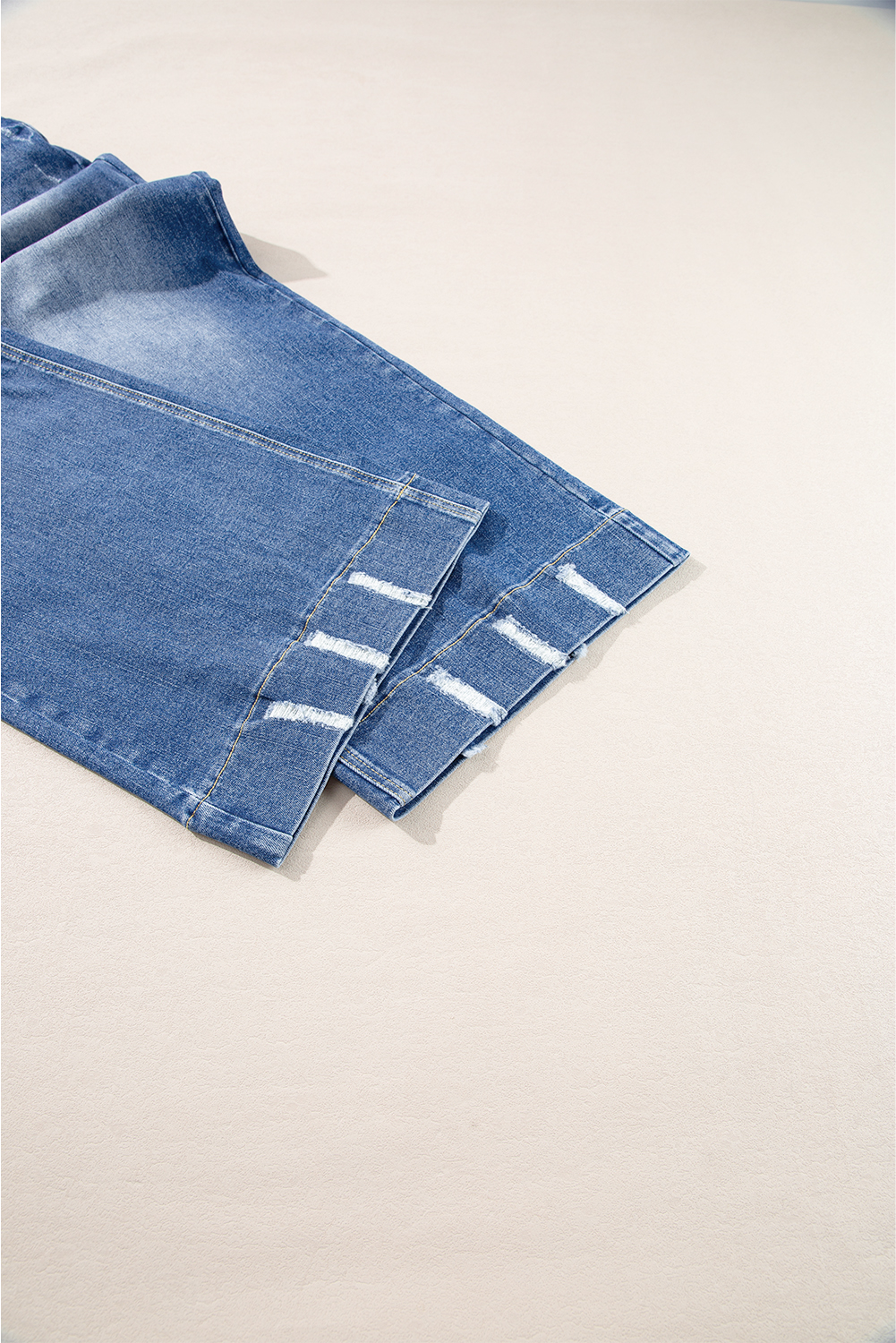 Dark Blue Plus Size Stitching Washed Flare Jeans