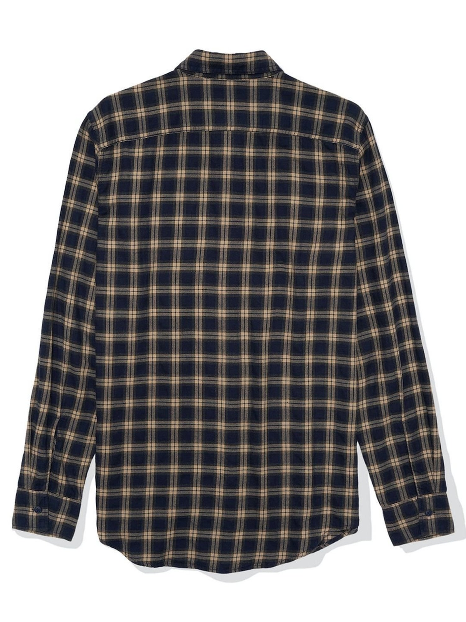 American Eagle Blue Cotton Slim Fit Checks Shirts