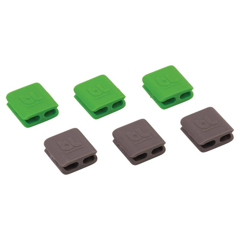 6pk CableClip Multi-Purpose Clips Small Green/Gray - BlueLounge