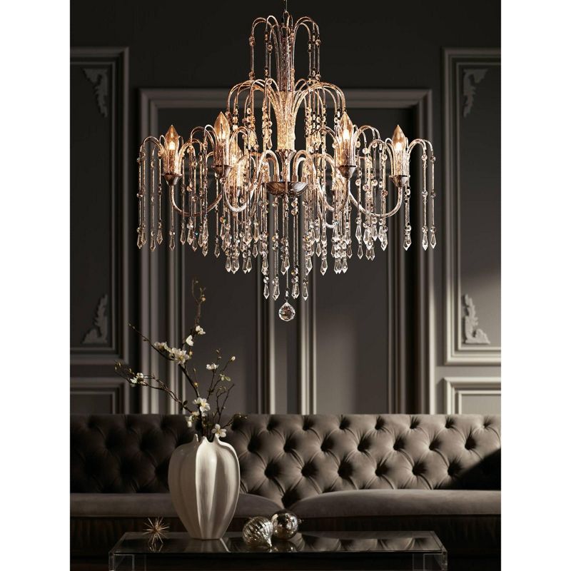 Vienna Full Spectrum Chrome Chandelier 29" Wide Crystal Rain Curved Arm Halogen 6-Light Fixture Dining Room Foyer Kitchen Entryway