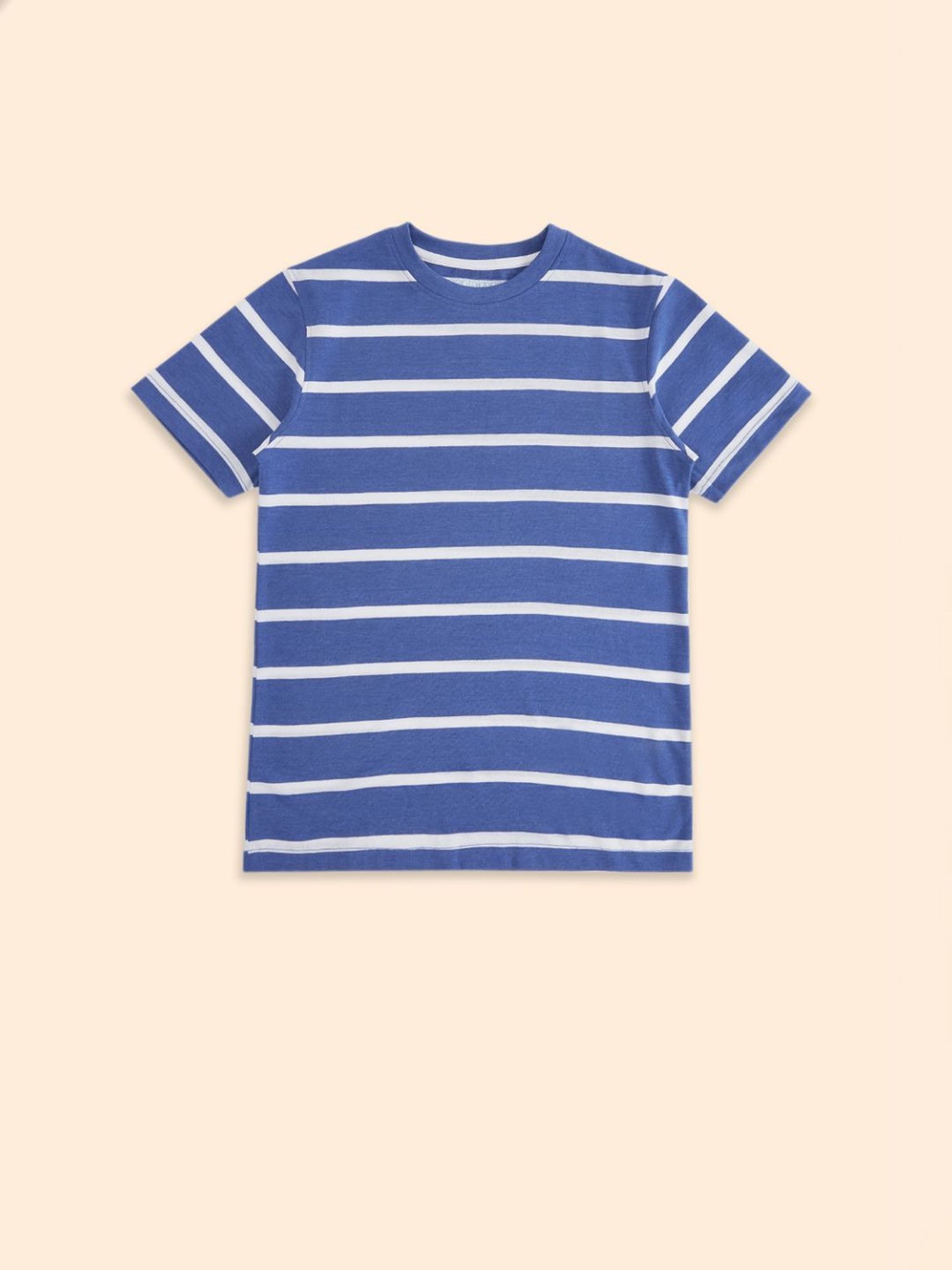 Pantaloons Junior Boys Royal Blue Cotton Striped T-Shirt